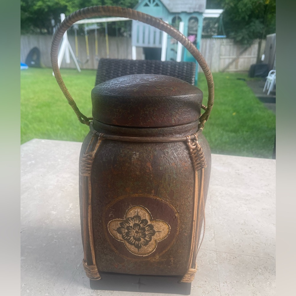 Decorative Accent Jar/Container Rustic Distressed